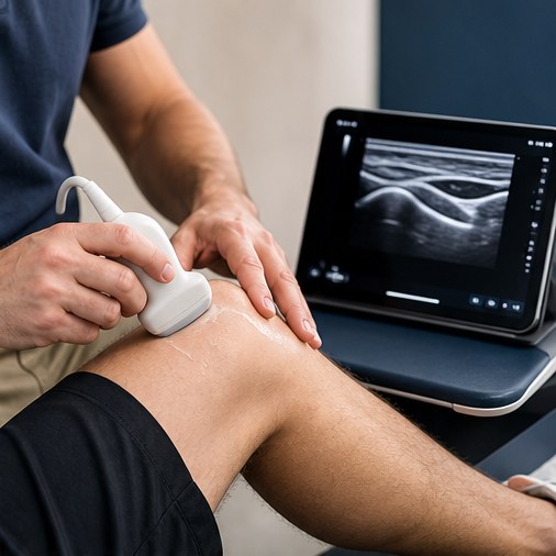 Muskuloskelettale Ultraschalluntersuchung am Knie