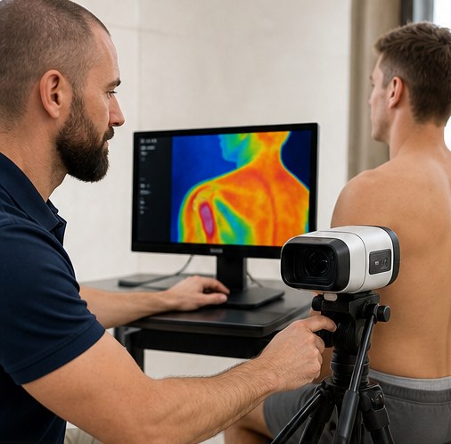 Thermografische Darstellung der oberflächlichen Temperaturverteilung